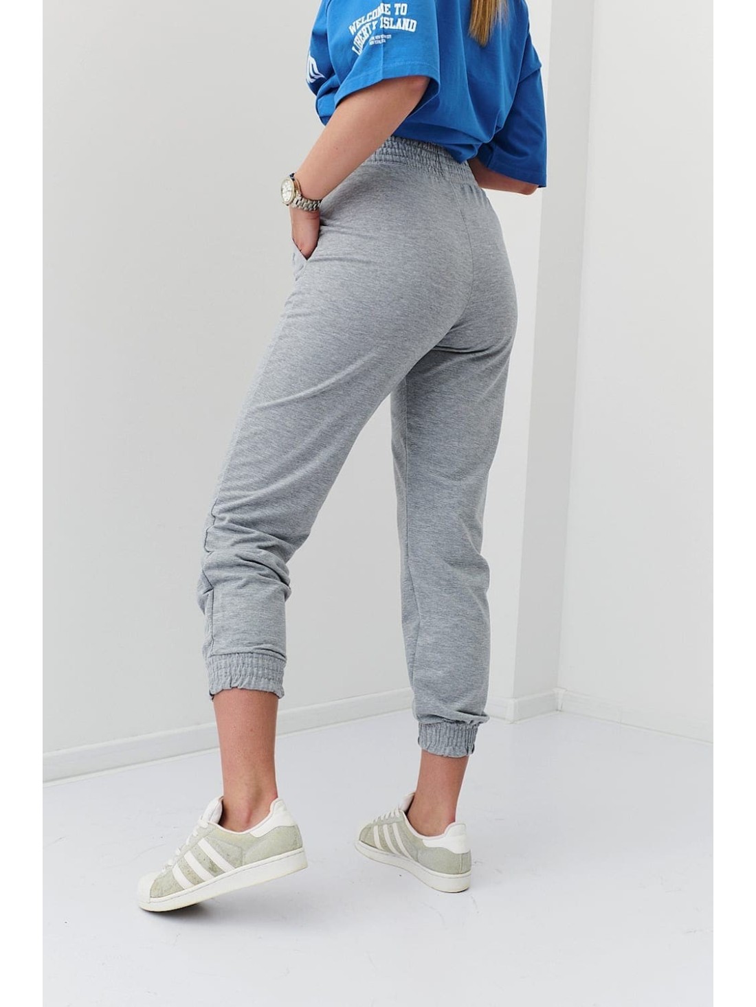 Cotton joggers with pockets, light gray 22180 - Online store - Boutique